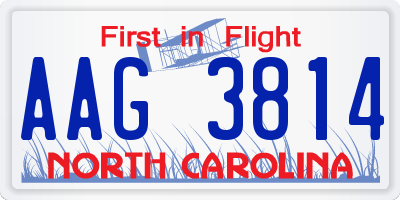 NC license plate AAG3814