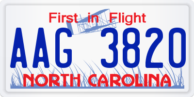 NC license plate AAG3820