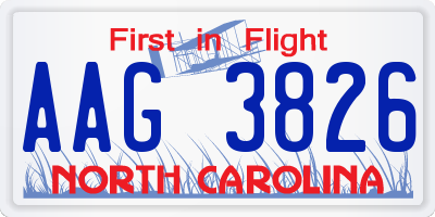 NC license plate AAG3826