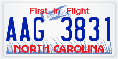 NC license plate AAG3831