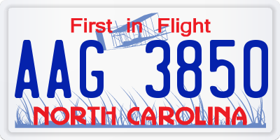 NC license plate AAG3850