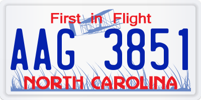 NC license plate AAG3851