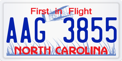 NC license plate AAG3855