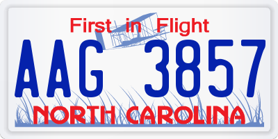 NC license plate AAG3857