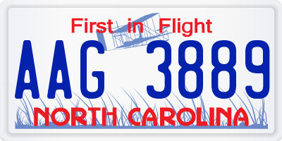 NC license plate AAG3889