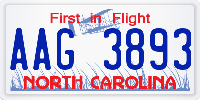 NC license plate AAG3893