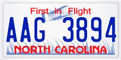 NC license plate AAG3894
