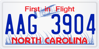 NC license plate AAG3904