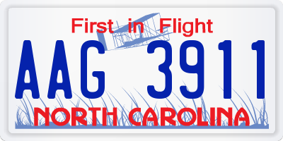 NC license plate AAG3911