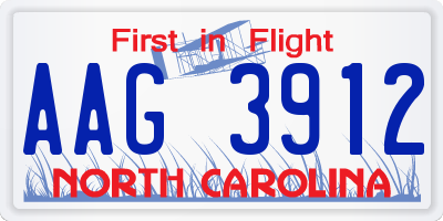 NC license plate AAG3912