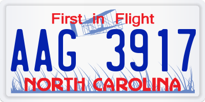 NC license plate AAG3917