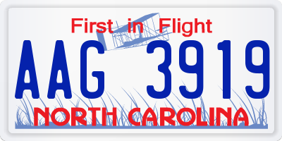 NC license plate AAG3919