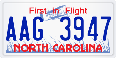 NC license plate AAG3947