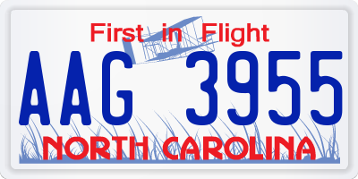 NC license plate AAG3955