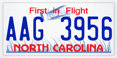 NC license plate AAG3956
