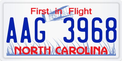 NC license plate AAG3968