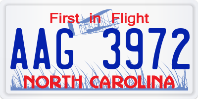 NC license plate AAG3972