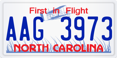 NC license plate AAG3973