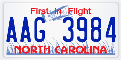 NC license plate AAG3984