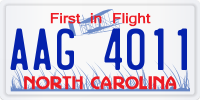 NC license plate AAG4011