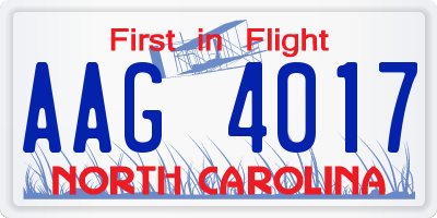 NC license plate AAG4017