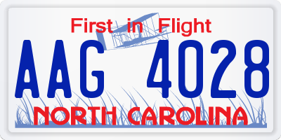 NC license plate AAG4028