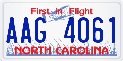 NC license plate AAG4061