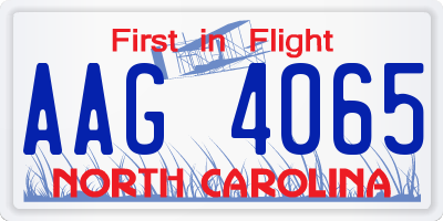 NC license plate AAG4065