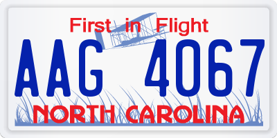 NC license plate AAG4067