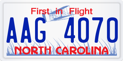 NC license plate AAG4070