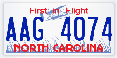 NC license plate AAG4074