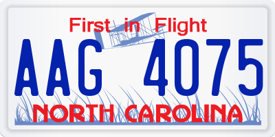 NC license plate AAG4075