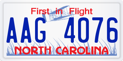 NC license plate AAG4076