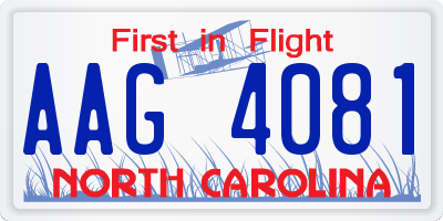 NC license plate AAG4081