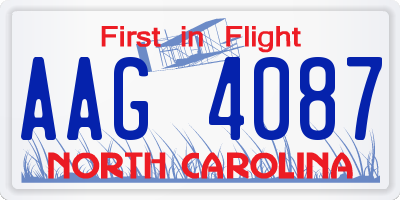 NC license plate AAG4087
