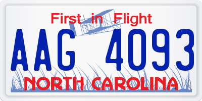 NC license plate AAG4093