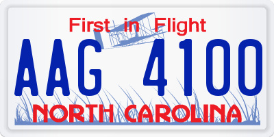 NC license plate AAG4100
