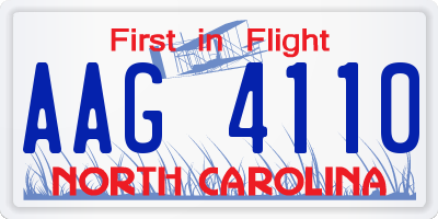 NC license plate AAG4110
