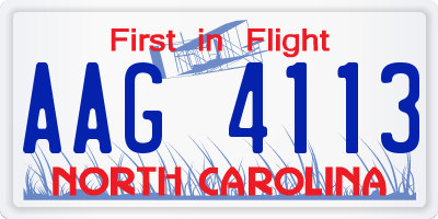 NC license plate AAG4113