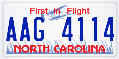 NC license plate AAG4114