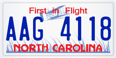 NC license plate AAG4118