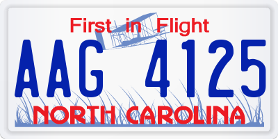 NC license plate AAG4125