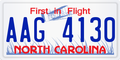 NC license plate AAG4130