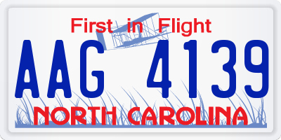 NC license plate AAG4139