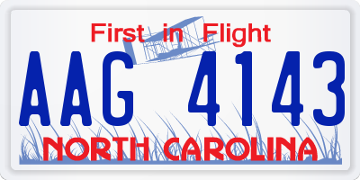 NC license plate AAG4143