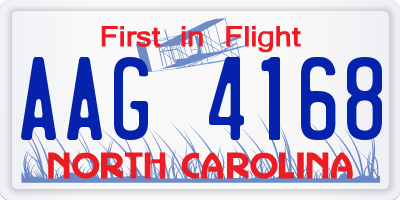 NC license plate AAG4168