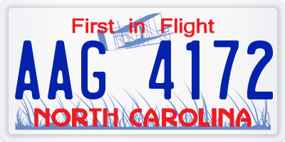 NC license plate AAG4172