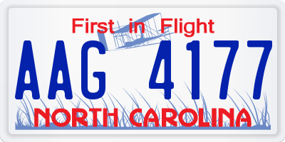 NC license plate AAG4177