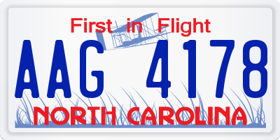 NC license plate AAG4178