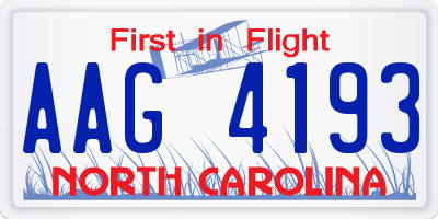 NC license plate AAG4193